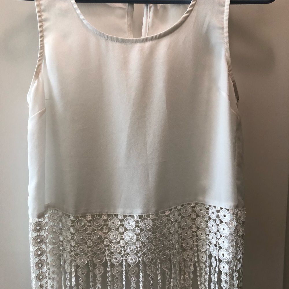 White crop top with tassels
